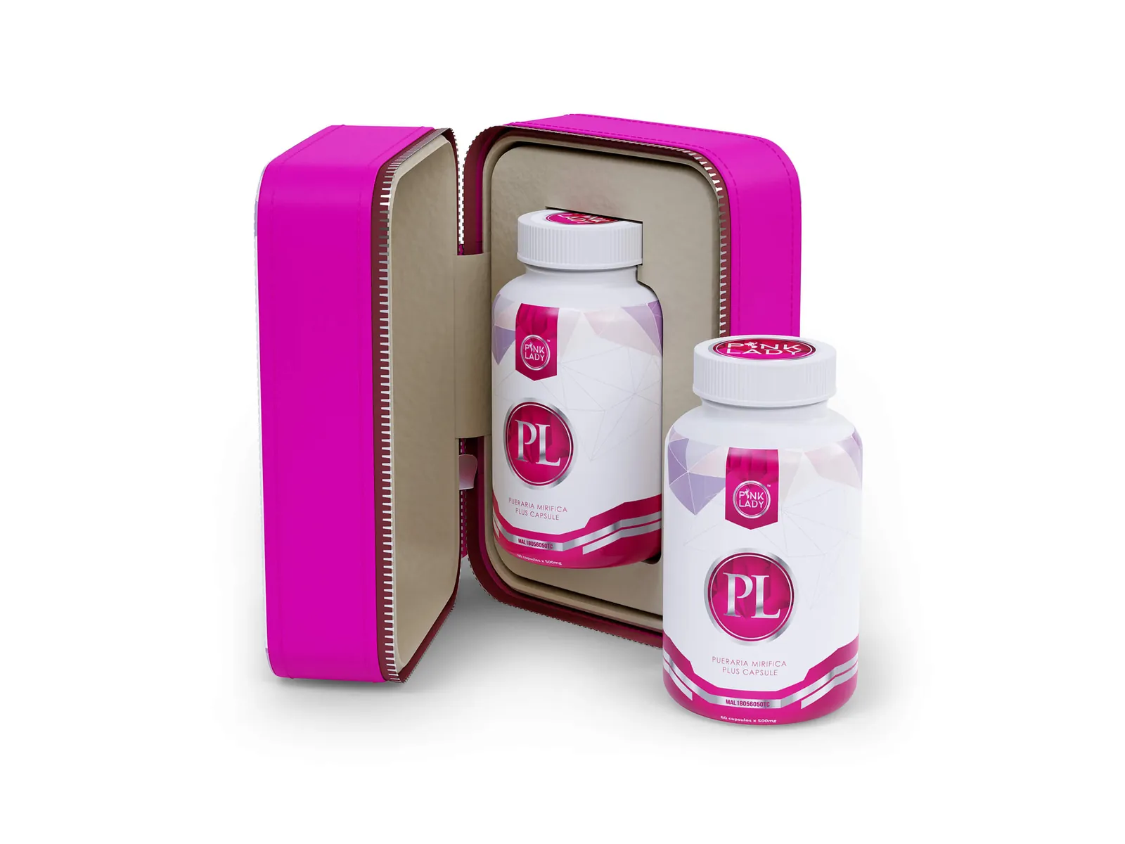 Pink Lady Pueraria Capsules — Photorealistic Cosmetics & Fragrance 3D Product Rendering & CGI Visualization by 3diz Studio