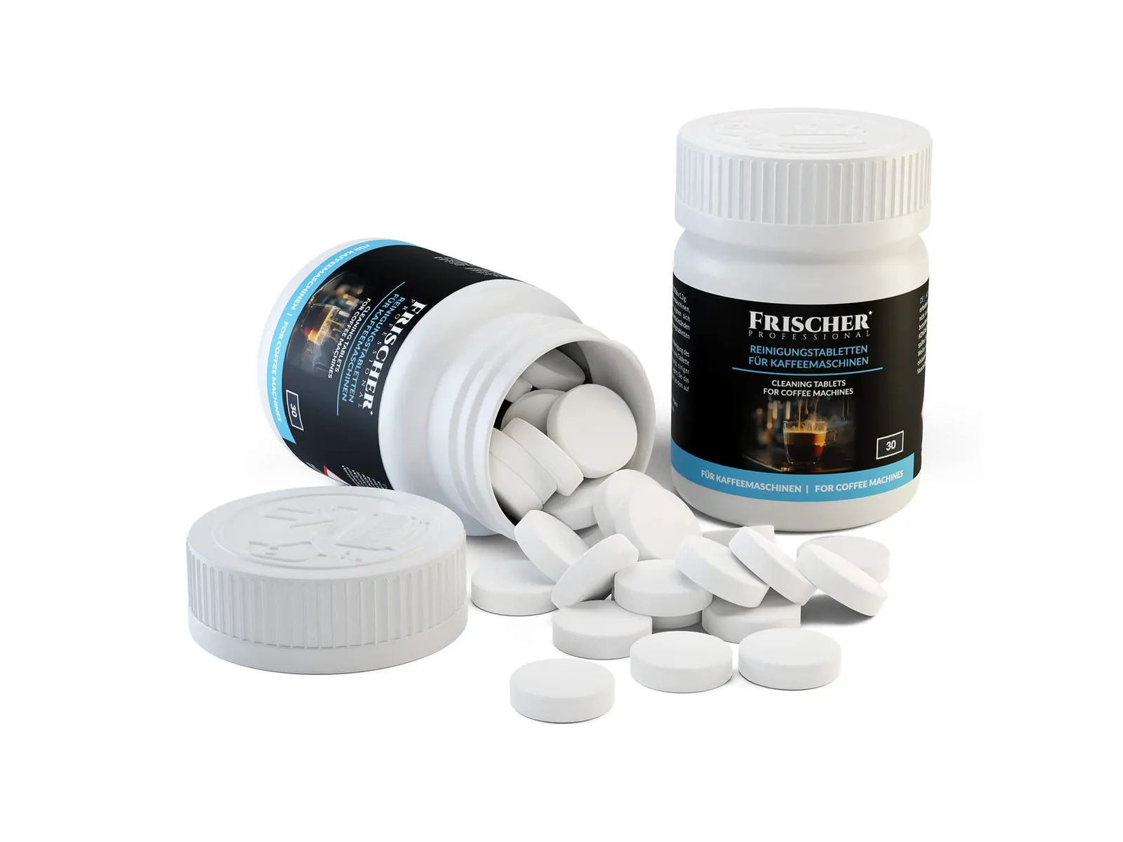 Frischer Coffee Machine Cleaning Tablets — Photorealistic Kitchen & Appliances 3D Product Rendering & CGI Visualization by 3diz Studio